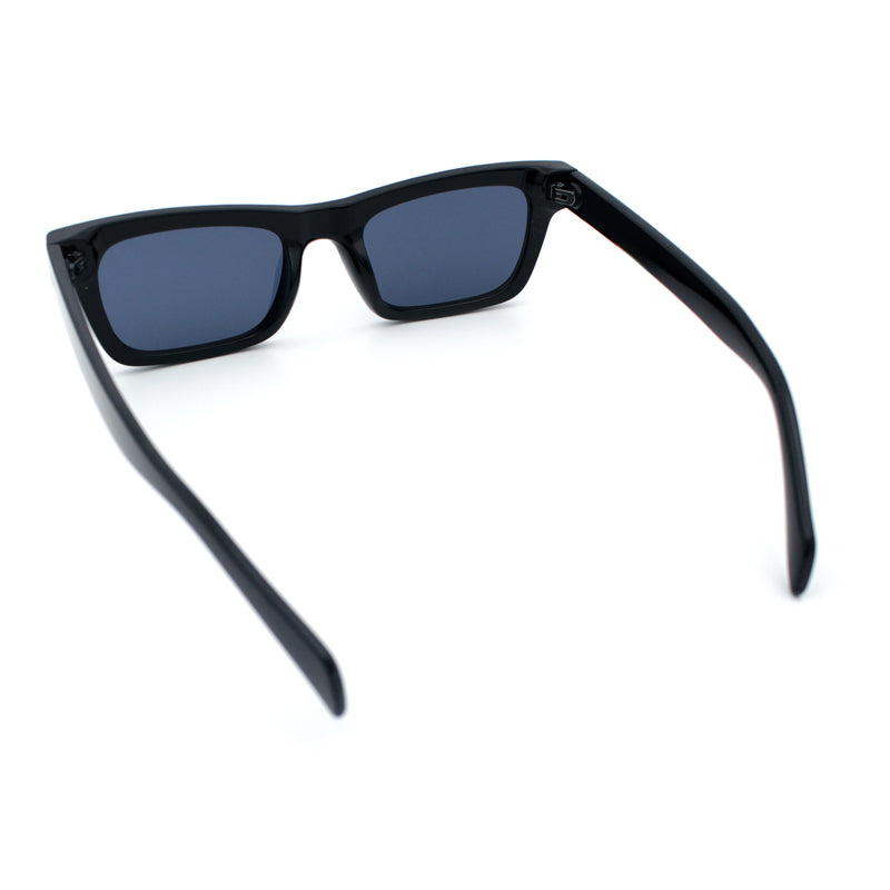 Mens Classic Narrow Rectangle Horn Rim Hipster Hustler Dad Shade Sunglasses