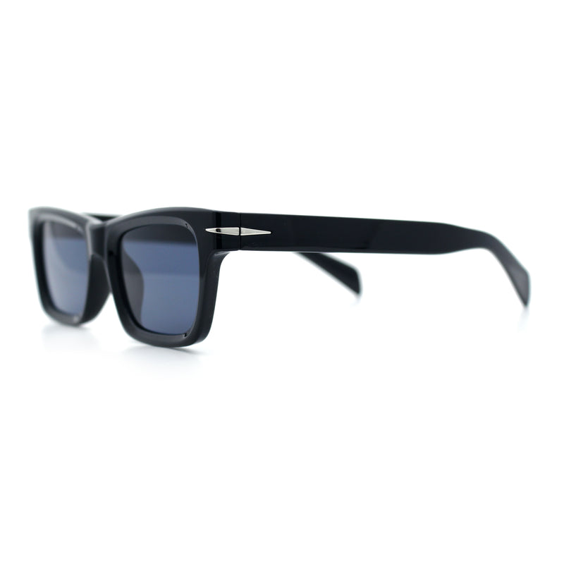 Mens Classic Narrow Rectangle Horn Rim Hipster Hustler Dad Shade Sunglasses