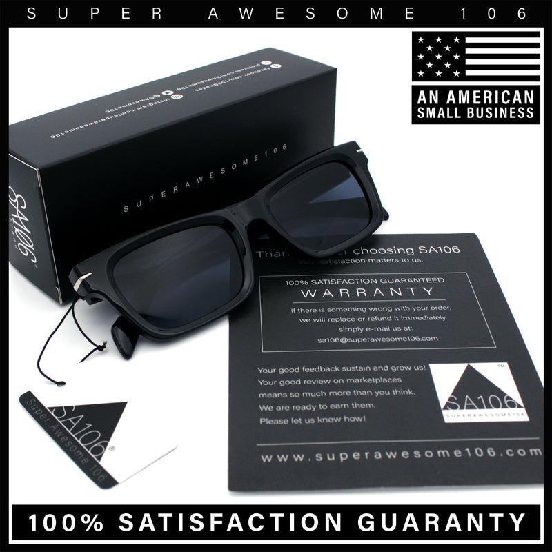 Mens Classic Narrow Rectangle Horn Rim Hipster Hustler Dad Shade Sunglasses