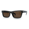 Mens Classic Narrow Rectangle Horn Rim Hipster Hustler Dad Shade Sunglasses