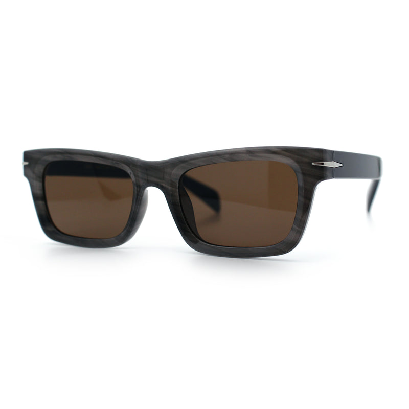 Mens Classic Narrow Rectangle Horn Rim Hipster Hustler Dad Shade Sunglasses