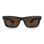 Mens Classic Narrow Rectangle Horn Rim Hipster Hustler Dad Shade Sunglasses