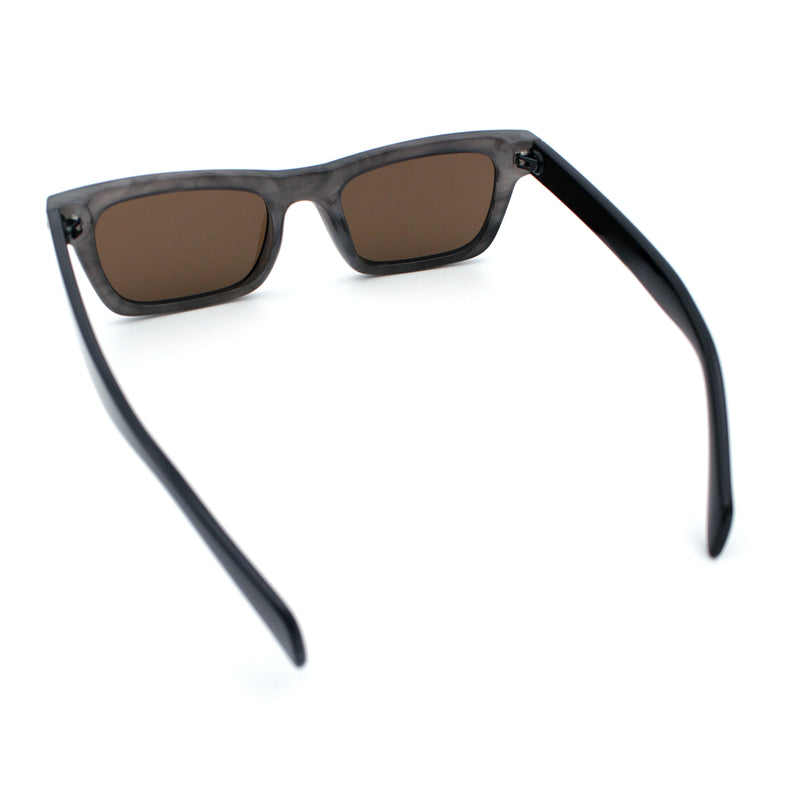 Mens Classic Narrow Rectangle Horn Rim Hipster Hustler Dad Shade Sunglasses