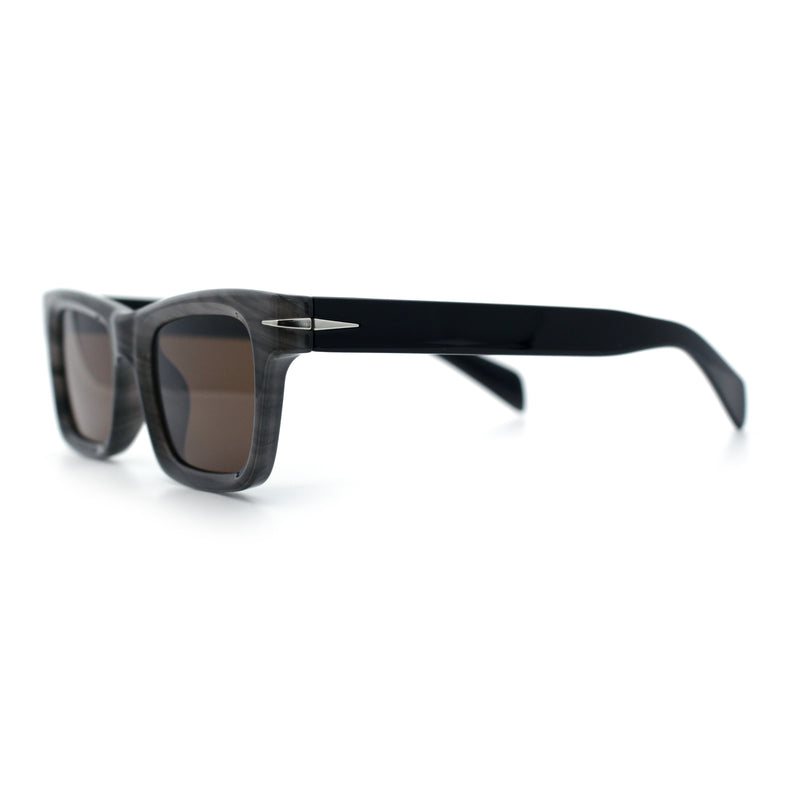 Mens Classic Narrow Rectangle Horn Rim Hipster Hustler Dad Shade Sunglasses