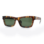 Mens Classic Narrow Rectangle Horn Rim Hipster Hustler Dad Shade Sunglasses