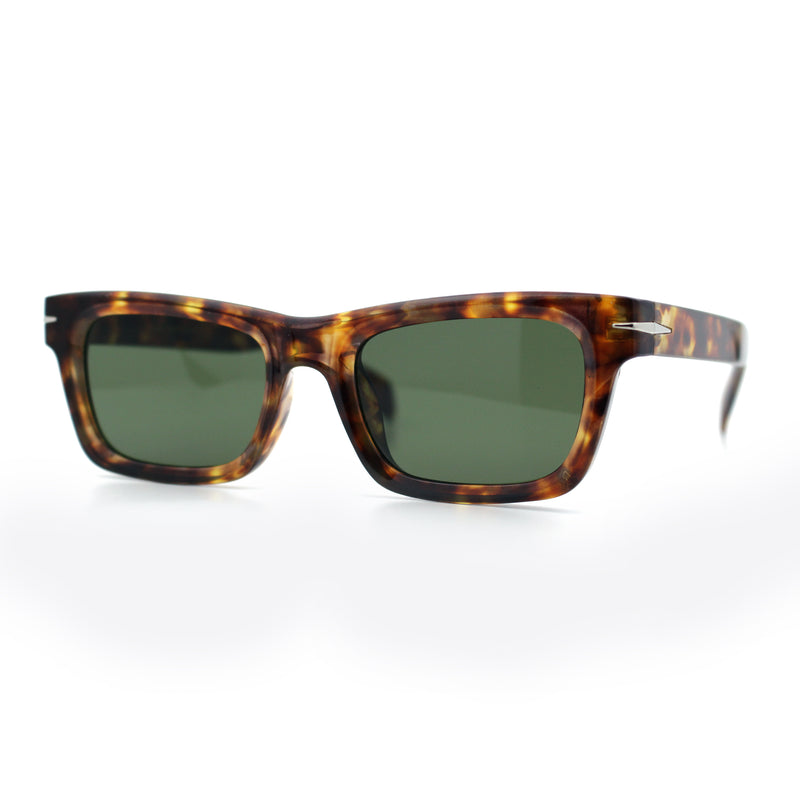 Mens Classic Narrow Rectangle Horn Rim Hipster Hustler Dad Shade Sunglasses
