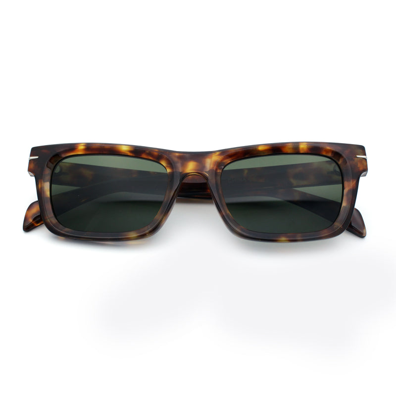 Mens Classic Narrow Rectangle Horn Rim Hipster Hustler Dad Shade Sunglasses