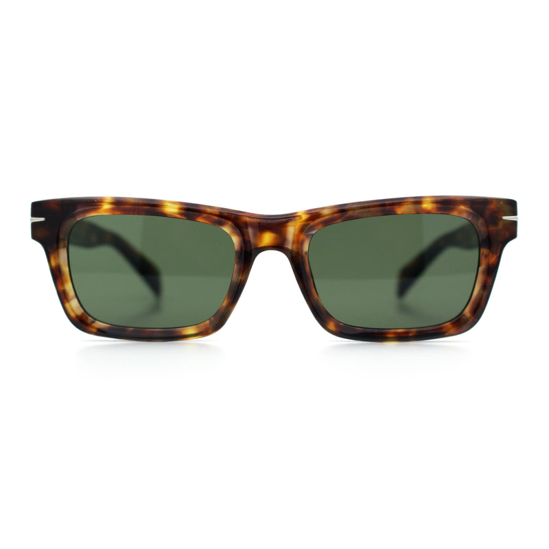 Mens Classic Narrow Rectangle Horn Rim Hipster Hustler Dad Shade Sunglasses