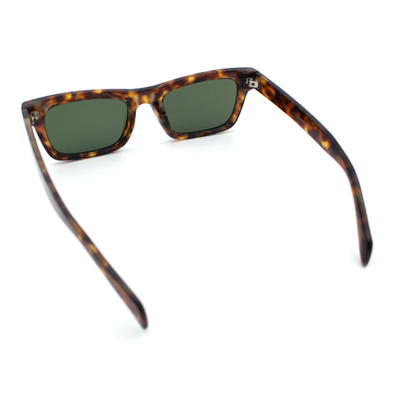 Mens Classic Narrow Rectangle Horn Rim Hipster Hustler Dad Shade Sunglasses