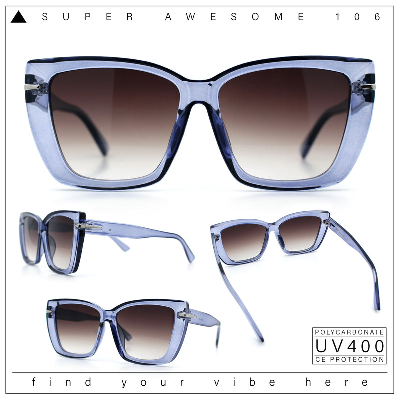 Womens Classic 90s Squared Oversize Butterfly Designer Fashion Sunglasses