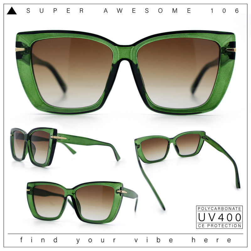Womens Classic 90s Squared Oversize Butterfly Designer Fashion Sunglasses