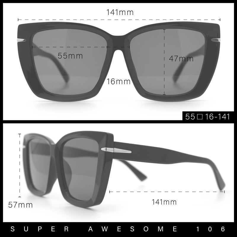 Womens Classic 90s Squared Oversize Butterfly Designer Fashion Sunglasses