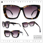 Womens Classic 90s Squared Oversize Butterfly Designer Fashion Sunglasses