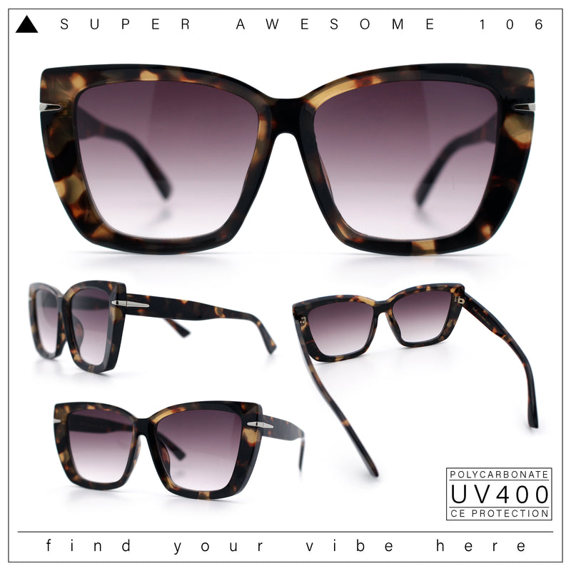 Womens Classic 90s Squared Oversize Butterfly Designer Fashion Sunglasses