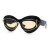 Womens Thick Plastic Cat Eye Double Metal Rim Mod Retro Fashion Sunglasses