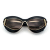 Womens Thick Plastic Cat Eye Double Metal Rim Mod Retro Fashion Sunglasses