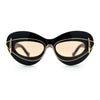 Womens Thick Plastic Cat Eye Double Metal Rim Mod Retro Fashion Sunglasses