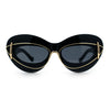 Womens Thick Plastic Cat Eye Double Metal Rim Mod Retro Fashion Sunglasses