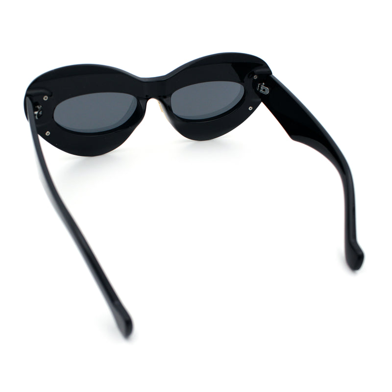 Womens Thick Plastic Cat Eye Double Metal Rim Mod Retro Fashion Sunglasses