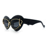 Womens Thick Plastic Cat Eye Double Metal Rim Mod Retro Fashion Sunglasses