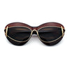 Womens Thick Plastic Cat Eye Double Metal Rim Mod Retro Fashion Sunglasses