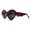 Womens Thick Plastic Cat Eye Double Metal Rim Mod Retro Fashion Sunglasses