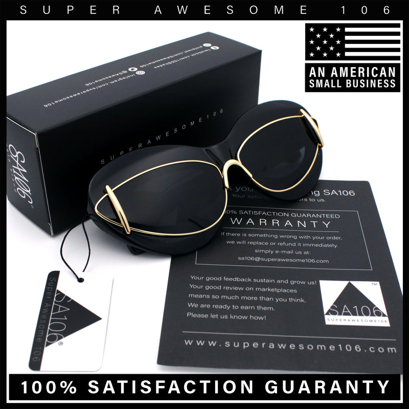 Womens Thick Plastic Cat Eye Double Metal Rim Mod Retro Fashion Sunglasses