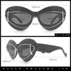 Womens Thick Plastic Cat Eye Double Metal Rim Mod Retro Fashion Sunglasses