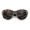 Womens Thick Plastic Cat Eye Double Metal Rim Mod Retro Fashion Sunglasses