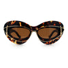 Womens Thick Plastic Cat Eye Double Metal Rim Mod Retro Fashion Sunglasses