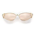 Womens Thick Plastic Cat Eye Double Metal Rim Mod Retro Fashion Sunglasses