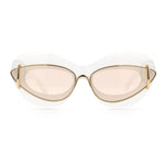 Womens Thick Plastic Cat Eye Double Metal Rim Mod Retro Fashion Sunglasses