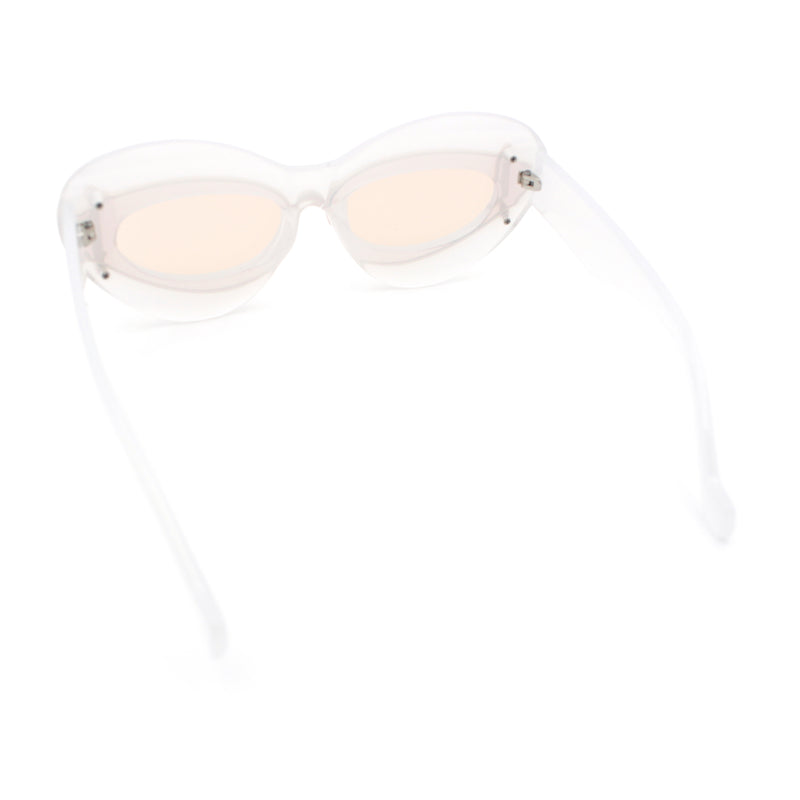 Womens Thick Plastic Cat Eye Double Metal Rim Mod Retro Fashion Sunglasses