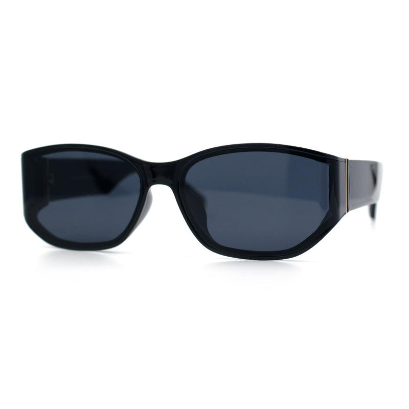 Curved Wrap Folded Lens Minimal Rectangular Retro Fashion Sunglasses