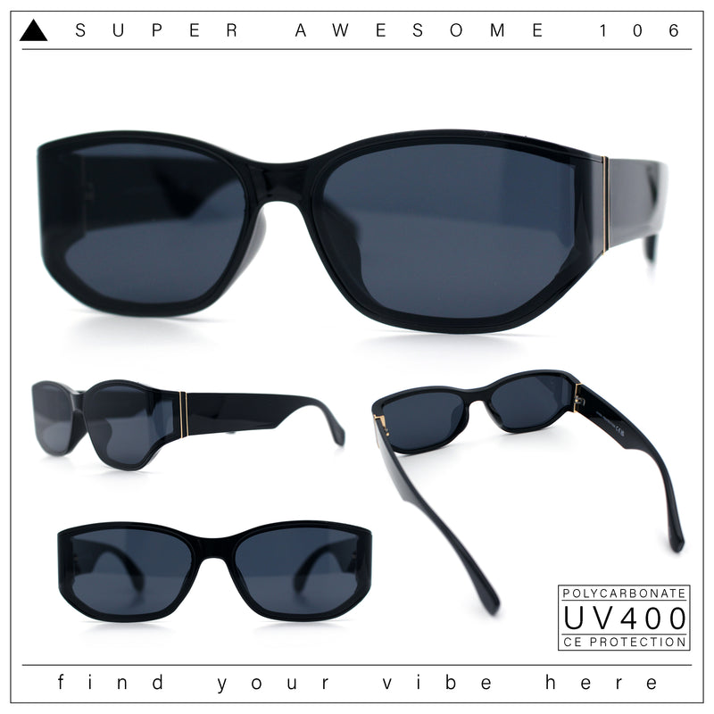 Curved Wrap Folded Lens Minimal Rectangular Retro Fashion Sunglasses
