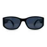 Curved Wrap Folded Lens Minimal Rectangular Retro Fashion Sunglasses
