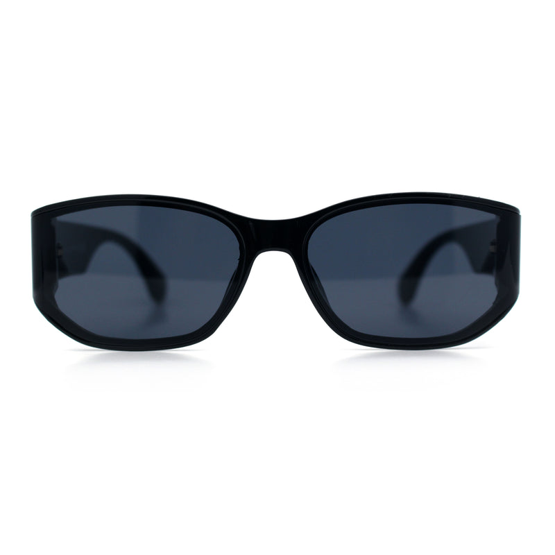 Curved Wrap Folded Lens Minimal Rectangular Retro Fashion Sunglasses
