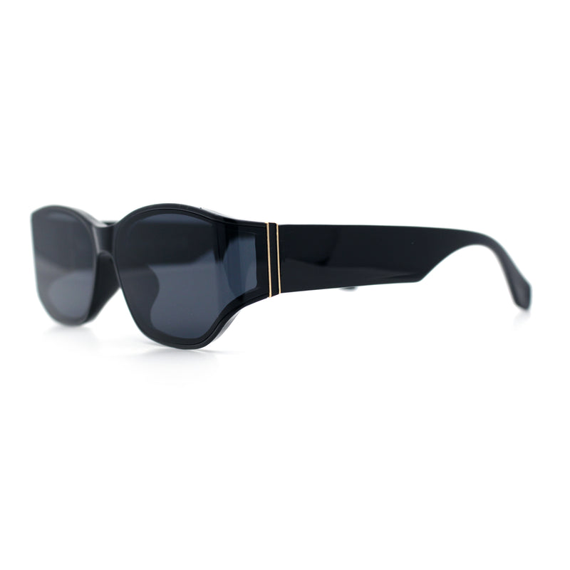 Curved Wrap Folded Lens Minimal Rectangular Retro Fashion Sunglasses