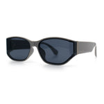 Curved Wrap Folded Lens Minimal Rectangular Retro Fashion Sunglasses