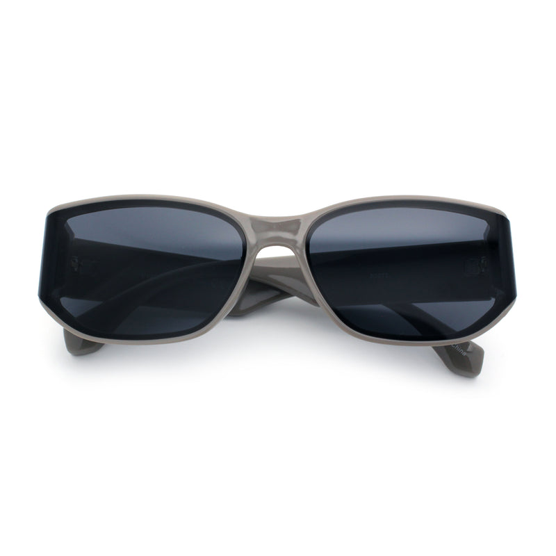 Curved Wrap Folded Lens Minimal Rectangular Retro Fashion Sunglasses