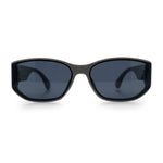 Curved Wrap Folded Lens Minimal Rectangular Retro Fashion Sunglasses