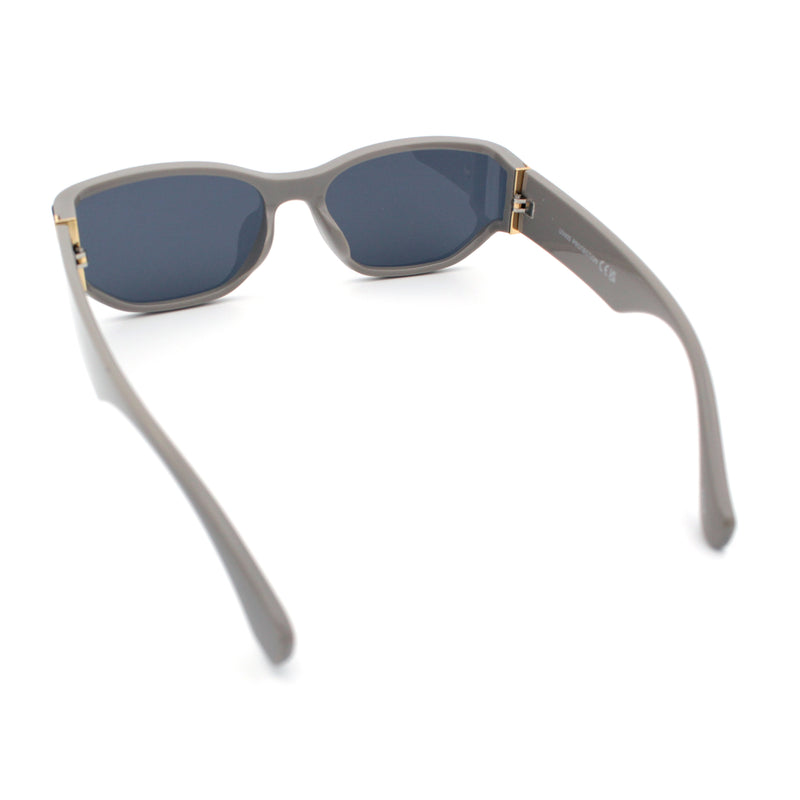 Curved Wrap Folded Lens Minimal Rectangular Retro Fashion Sunglasses