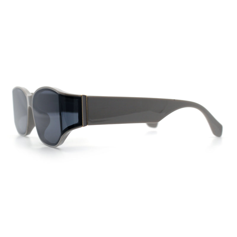 Curved Wrap Folded Lens Minimal Rectangular Retro Fashion Sunglasses