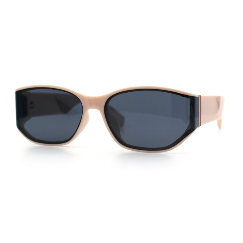 Curved Wrap Folded Lens Minimal Rectangular Retro Fashion Sunglasses