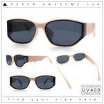 Curved Wrap Folded Lens Minimal Rectangular Retro Fashion Sunglasses