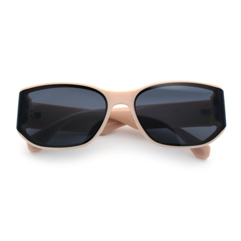 Curved Wrap Folded Lens Minimal Rectangular Retro Fashion Sunglasses