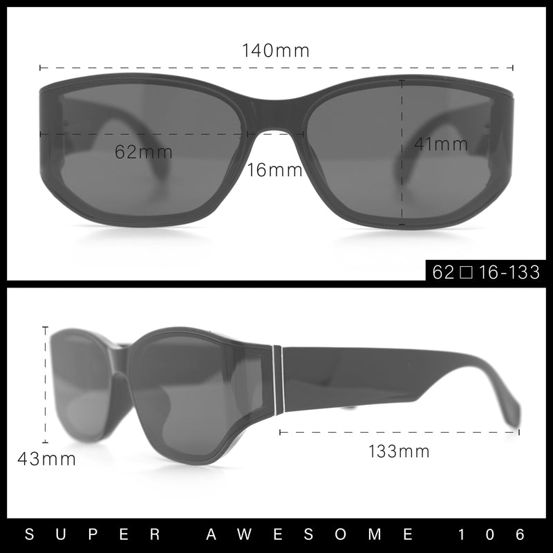 Curved Wrap Folded Lens Minimal Rectangular Retro Fashion Sunglasses