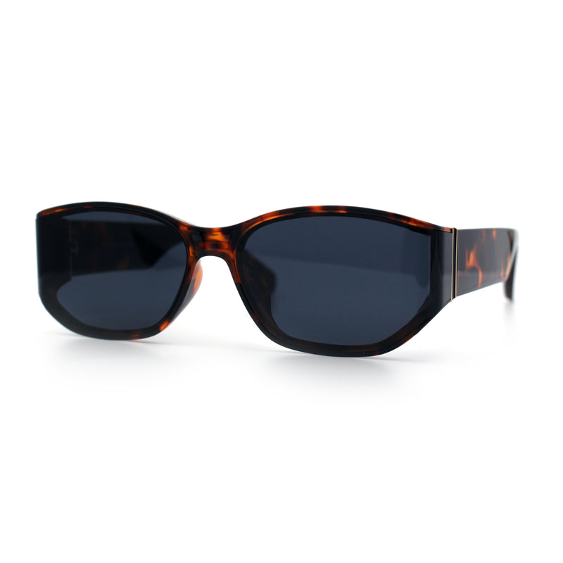 Curved Wrap Folded Lens Minimal Rectangular Retro Fashion Sunglasses