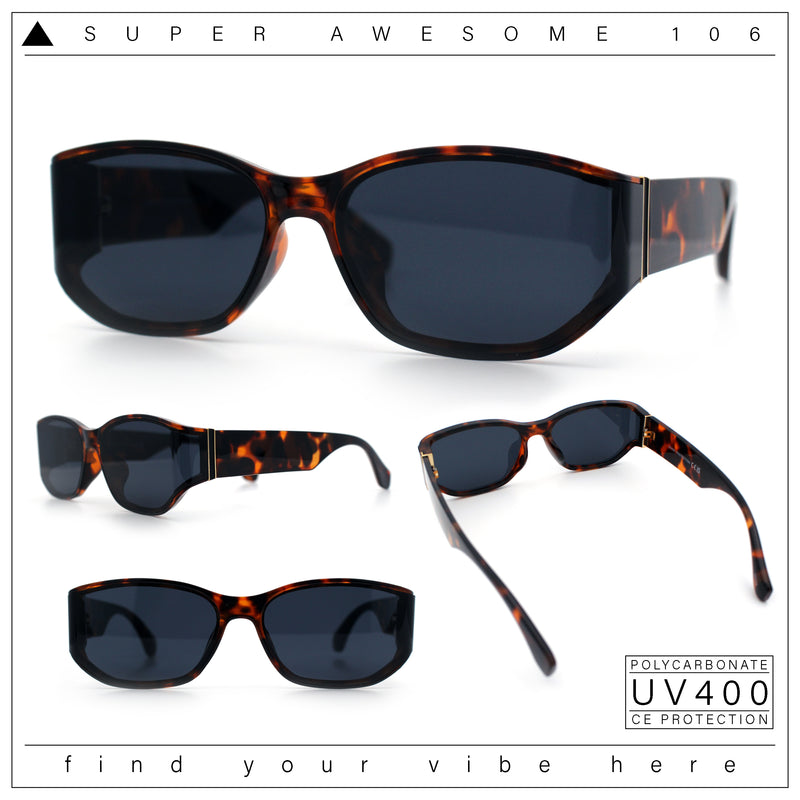 Curved Wrap Folded Lens Minimal Rectangular Retro Fashion Sunglasses