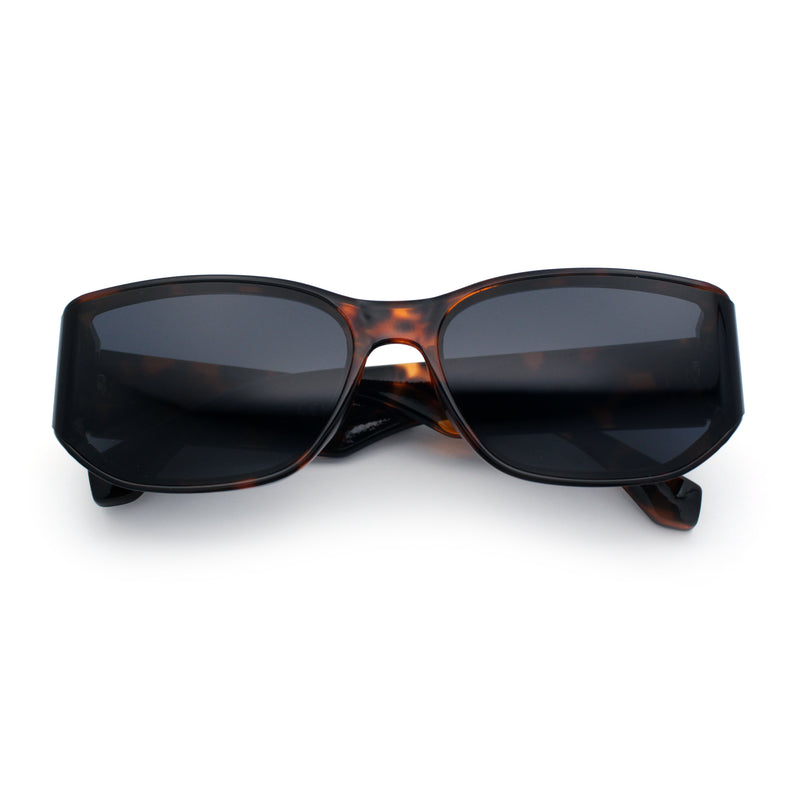 Curved Wrap Folded Lens Minimal Rectangular Retro Fashion Sunglasses